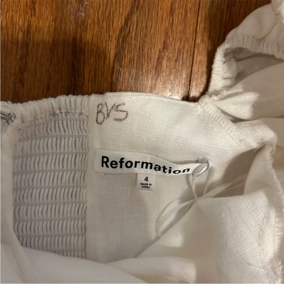 Reformation White Puff Sleeve Cottagecore Midi Dress Size S - Picture 5 of 5